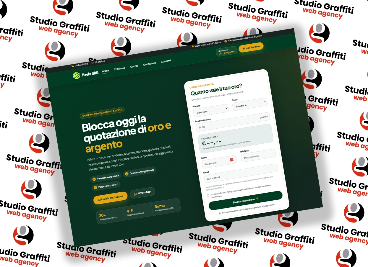 Progetto sito web Paola Oro realizzato da Studio Graffiti